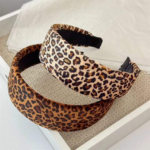 Vintage Leopardenmuster Gepolstertes Haarband Für Damen Handgefertigt Stoff Schwamm Haarreif Mode Täglich Haarschmuck Kopfschmuck