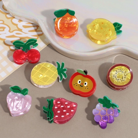 Süße Frucht Mini Haarklammern Für Damen Mädchen Acetat Acryl Erdbeere Kirsche Ananas Kleine Haarnadeln Haarschmuck