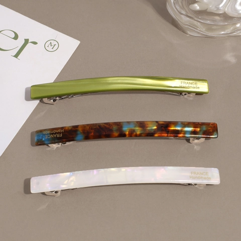 Französischer Stil Acetat Handgefertigte Haarspange Für Frauen Elegant Marmor Schildpatt Muster Goldetikett Federclip Haarschmuck