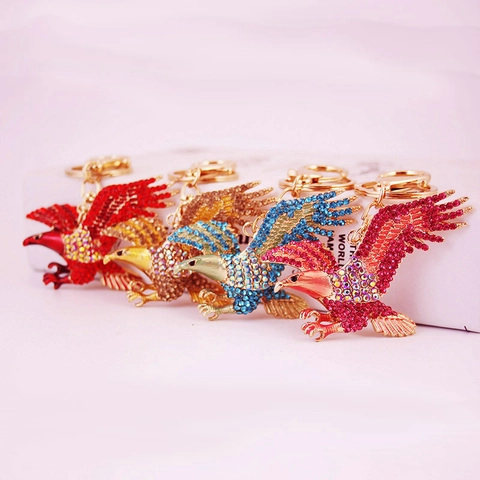 Squisito Portachiavi Aquila con Strass per Donna in Lega di Zinco Metallo Aquila Portachiavi Auto Ciondolo Borsa Gioielli Vintage Regalo