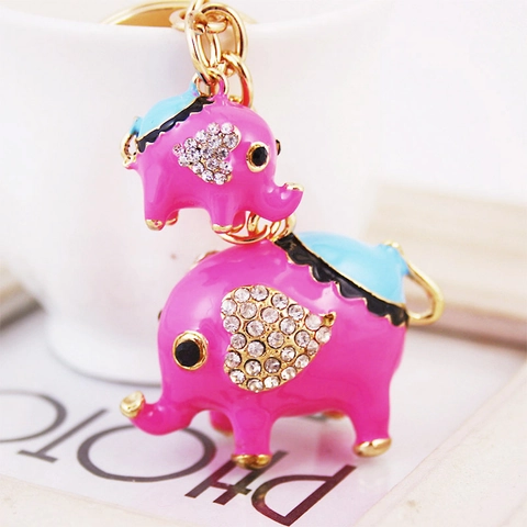 Portachiavi Elefante Mamma E Figlio Strass Smalto Lega Di Zinco Cuore Decor Carino Ciondolo Per Borsa Regalo Per Donna