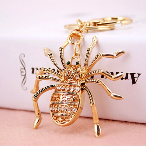 Kreativer Hohler Spinne Schlüsselanhänger Mit Strass Zinklegierung Metall Anhänger Schlüsselring Für Auto Tasche Unisex Geschenk