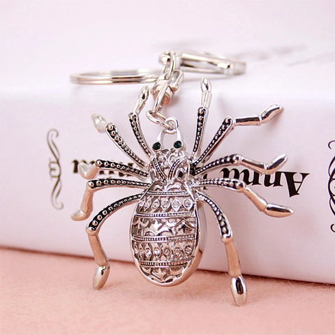 Kreativer Hohler Spinne Schlüsselanhänger Mit Strass Zinklegierung Metall Anhänger Schlüsselring Für Auto Tasche Unisex Geschenk