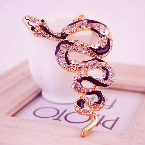 Porte-clés Serpent en Alliage de Zinc Style Ethnique Pendentif Animal avec Strass et Émail Bijoux pour Sac Cadeau Homme Femme
