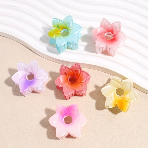 Damen Süße Blume Haarklammer Gradient Harz Matte Haarspangen Für Pferdeschwanz Dickes Haar Mädchen Haarschmuck