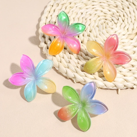 Große Plumeria Blumen Haarkralle Farbverlauf Sommer Strand Haarspange Für Damen Harz Florale Haaccessoires