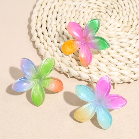 Große Plumeria Blumen Haarkralle Farbverlauf Sommer Strand Haarspange Für Damen Harz Florale Haaccessoires