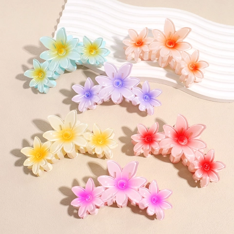 Molla per Capelli Fatta a Mano con Fiori in Resina Sfumata Clip a Squalo in Acrilico Opaco Accessorio per Capelli Elegante Stile Coreano Donna