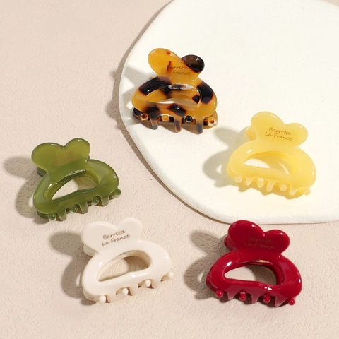 French Style Mini Heart Hair Claw Clips For Women Elegant Acetate Resin Hairpins Small Vintage Heart Shape Hair Accessories