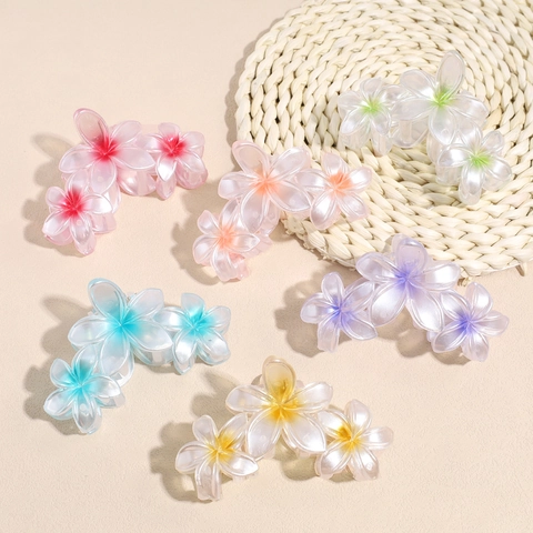 Eleganter Großer Blumen Haarklammer Farbverlauf Harz Haargreifer Matt Perle Accessoire Für Damen Dickes Haar Floral Kopfschmuck