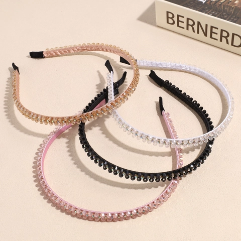 Double Row Artificial Crystal Rhinestone Headband Elegant Handmade Beaded Hair Hoop Fashion Hair Accessories For Women