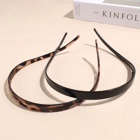 Eenvoudige Hars Plastic Antislip Tanden Hoofdband Voor Dames Luipaardprint Schildpad Zwart Paars Dun Haaraccessoire Hoofdband