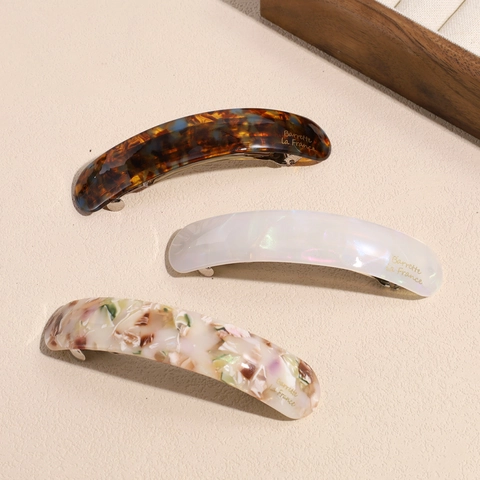Französisch Elegante Acetatfaser Haarklammer Marmor-Textur Crushed-Ice-Muster Federclip Pferdeschwanz-Haarspange Damen Haarschmuck