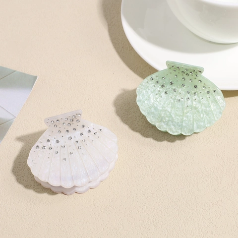 Pinza para el Cabello de Acetato con Forma de Estrella de Mar y Concha Diamantes de Imitación Elegante Accesorios para el Cabello