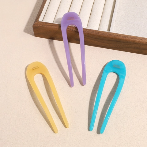 Bastoncino per Capelli in Resina a Forma di U Stile Francese per Donna Fermaglio Chignon Minimalista Accessori Eleganti per Capelli