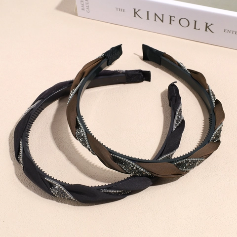 Fascia per Capelli Intrecciata in Stile Coreano con Strass e Denti Antiscivolo Cerchietto alla Moda per Donna Accessori Quotidiani