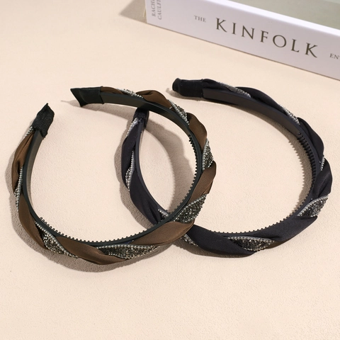 Fascia per Capelli Intrecciata in Stile Coreano con Strass e Denti Antiscivolo Cerchietto alla Moda per Donna Accessori Quotidiani