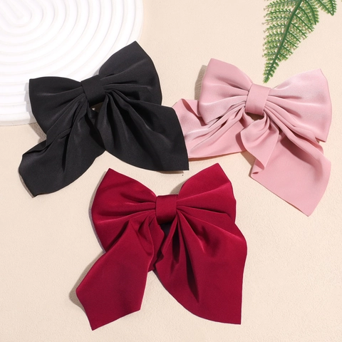 Elegante Molletta per Capelli con Fiocco in Raso Grande Fiocco a Doppio Strato Clip a Becco d'Anatra per Donna Ragazze Stile Coreano Matrimonio Accessori per Capelli