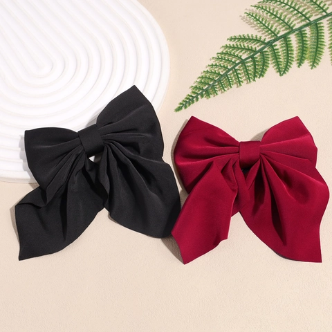Elegante Molletta per Capelli con Fiocco in Raso Grande Fiocco a Doppio Strato Clip a Becco d'Anatra per Donna Ragazze Stile Coreano Matrimonio Accessori per Capelli