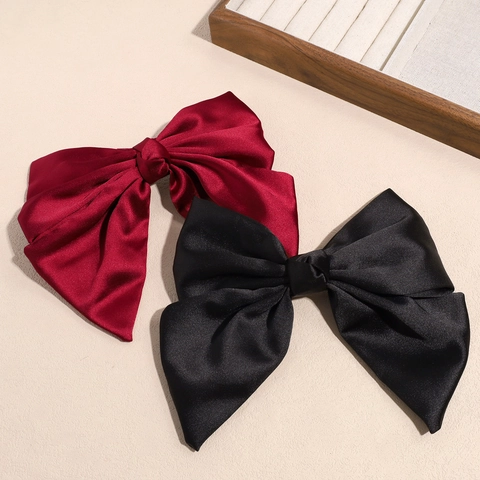Fermaglio per Capelli con Fiocco in Raso Oversize Vintage Francese Fatto a Mano Elegante Becco d'Anatra per Donna Festa Matrimonio