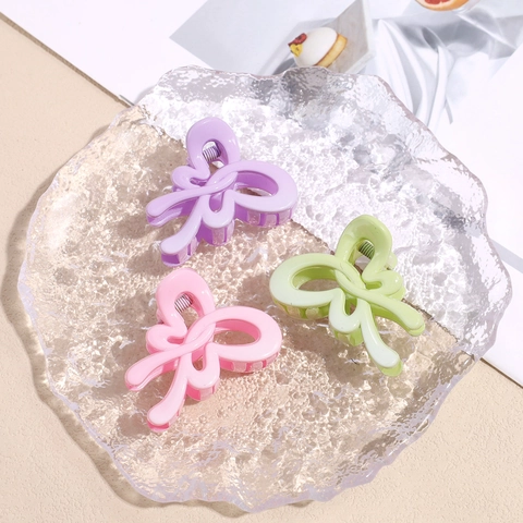 Korean Style Butterfly Bow Hair Clips Sweet Candy Color Plastic Hair Claw For Women Girls Fashion Hair Accessories