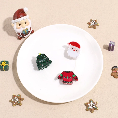 Fermagli per Capelli Natalizi in Resina Babbo Natale Albero Maglione Ghirlanda Forme di Tazza Mini Pinze per Capelli Donna Accessori