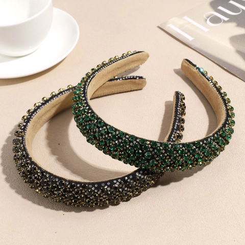 Lussuoso Cerchietto Imbottito in Spugna con Strass per Donna Glitter Cristallo Cerchietto Ispessito Retro Elegante Festa Matrimonio Accessori Capelli