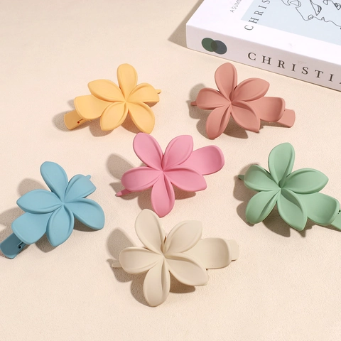Pinza de Pelo de Flor de Plástico Mate Elegante Pinza de Pelo Grande Floral de Cinco Pétalos para Mujer Accesorios de Pelo