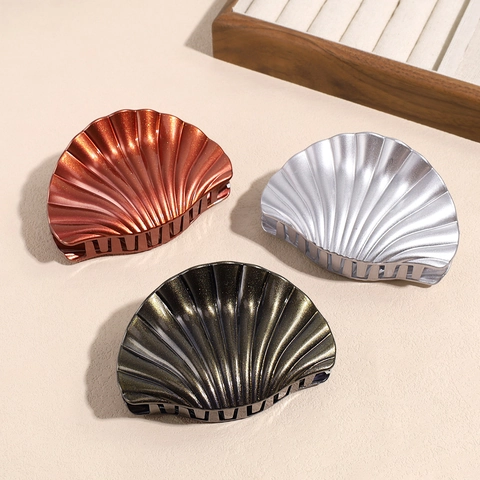 Vintage Metallic Muschel Haarkralle Für Damen Groß Klein Skalope Hai Clip Elegante Kunststoff Haarschmuck