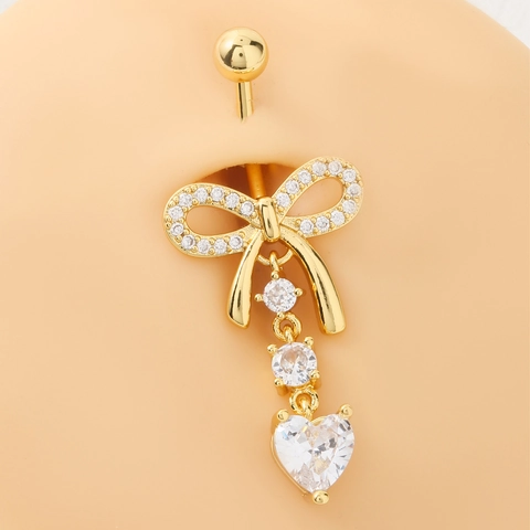 Schmetterling Herz Zirkonia Bauchnabelpiercing Vergoldet Edelstahl Nabel Piercing Schmuck Für Damen Körperschmuck