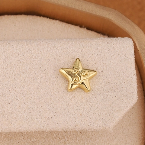 Orecchini a Bottone in Rame Placcato Oro 18K Con Zirconia e Perno in Acciaio Inossidabile Piercing Geometrico Stella Fiore Donna