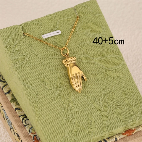 Collana Con Ciondolo a Mano in Acciaio Inossidabile Placcato Oro Vintage Per Donna Catena Clavicola a Mano Vittoriana