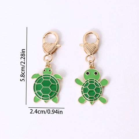 Cartoon Otter Turtle Metal Enamel Keychain Pendant Heart Clasp Alloy Drip Oil Animal Bag Charm For Women Daily Decoration
