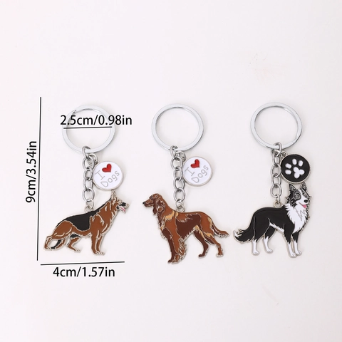 Simpatico Portachiavi in Smalto per Cani Lega di Zinco Metallo Ciondolo Borsa Pastore Portachiavi Regalo per Amanti dei Cani