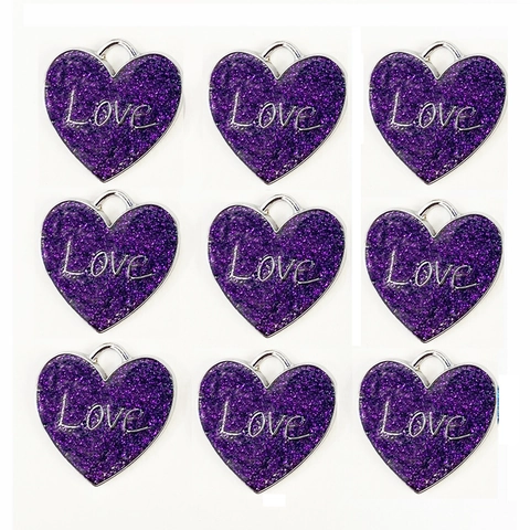 Placa de Identificación para Mascotas en Forma de Corazón de Aleación Brillo Letra Love Placa de Identidad Moda Anti-Perdida Perro Gato Colgante Ornament