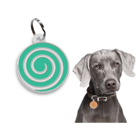 Round Pet ID Tag With Spiral Donut Pattern Zinc Alloy Metal Identification Name Pendant For Dogs Cats Collar Accessories