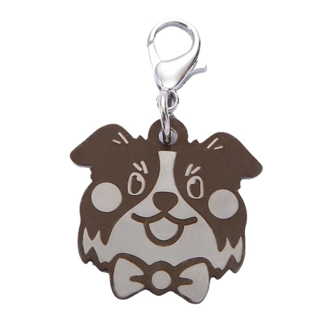 Médaillon d'Identification pour Animaux en Acier Inoxydable Forme de Tête de Chien Pendentif Anti Perte pour Chiens Chiot