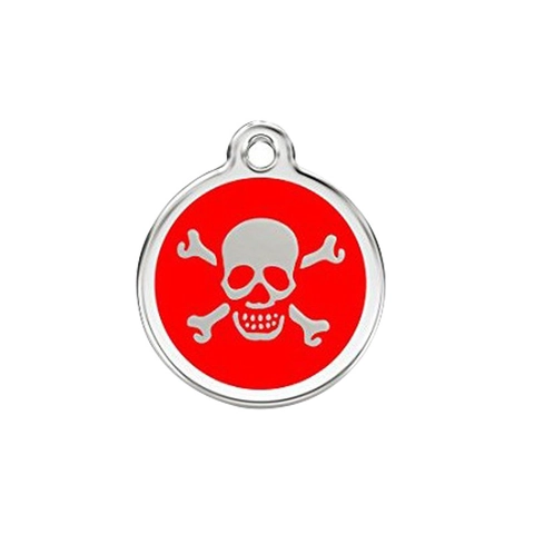 Metal Enamel Skull Pet ID Tag Round Dog Cat Identity Tag Personalized Skull and Crossbones Pendant For Pet Collar Accessory