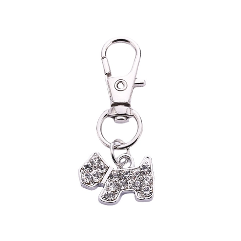Rhinestone Inlaid Zinc Alloy Pet ID Tag Scottie Dog Shape Schnauzer Collar Pendant With Lobster Clasp For Dogs Jewelry