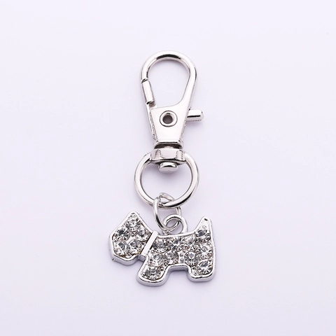 Rhinestone Inlaid Zinc Alloy Pet ID Tag Scottie Dog Shape Schnauzer Collar Pendant With Lobster Clasp For Dogs Jewelry