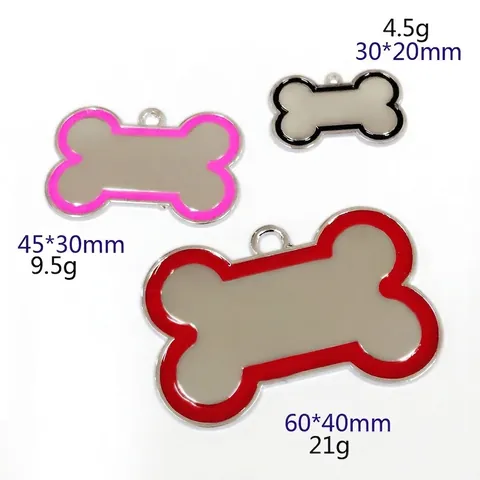 Bone Shaped Pet ID Tag Personalized Dog Identification Name Plate Zinc Alloy Engravable Enamel Border Collar Charm Accessory