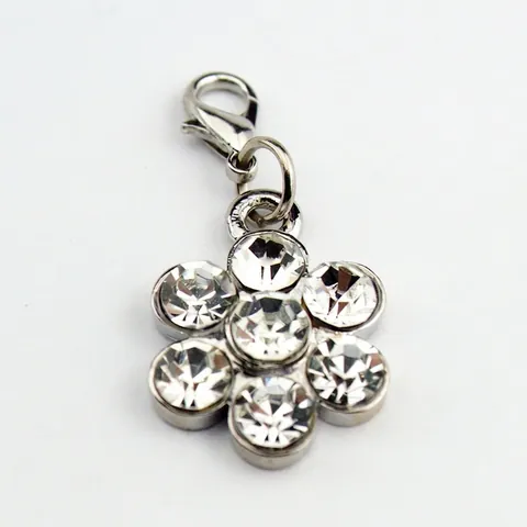 Huisdier Bloem Strass Hanger Hondenhalsband Tag Met Karabijnsluiting Legering Glinsterende Sieraden Charme Voor Honden Katten Puppy Decoratie