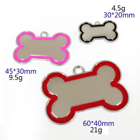 Bone Shape Zinc Alloy Pet ID Tag For Dogs Polished Metallic Collar Identity Pendant Accessory Identity Charm For Puppy Kitten