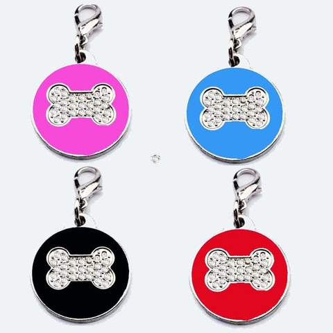 Strass Huisdier ID Penning Poot Bot Patroon Zinklegering Hondenpenning Met Kreeftensluiting Emaille Huisdier Sieraden Accessoire