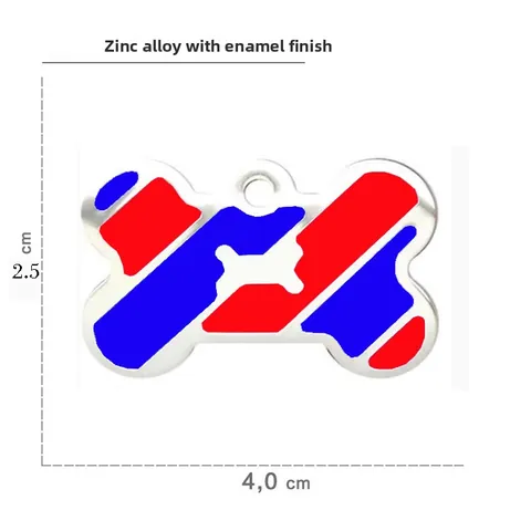 Bone Shape Pet ID Tag Enamel Striped Zinc Alloy Dog Tag For Dogs Cats Anti-Lost Identity Nameplate Decorative Collar Pendant