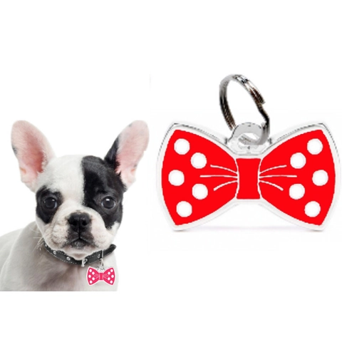 Schleife Haustier ID Tag Zinklegierung Emaille Punktmuster Katze Hund Identität Erkennungsmarke Anhänger Dekorative Accessoires