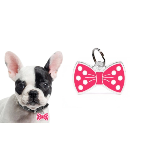 Schleife Haustier ID Tag Zinklegierung Emaille Punktmuster Katze Hund Identität Erkennungsmarke Anhänger Dekorative Accessoires