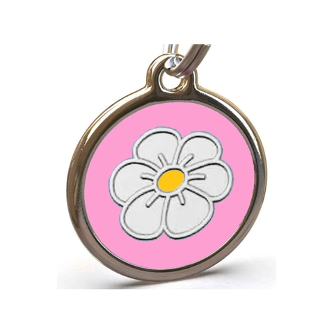 Metal Daisy Flower Pet ID Tag Round Enamel Anti-Lost Dog Cat Collar Pendant Engraving Nameplate Decorative Flower Tag