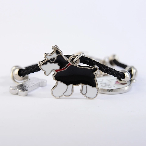 Cartoon Hond Charm Gevlochten Touw Armband Voor Vrouwen Mannen Legering Emaille Franse Bulldog Corgi Verstelbaar