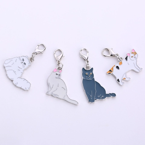 Simpatico Ciondolo Portachiavi Gatto in Lega Smalto per Donna Bambini Creativo Persiano Siamese Gatto Borsa Charm Targhetta ID Animali Gioielli
